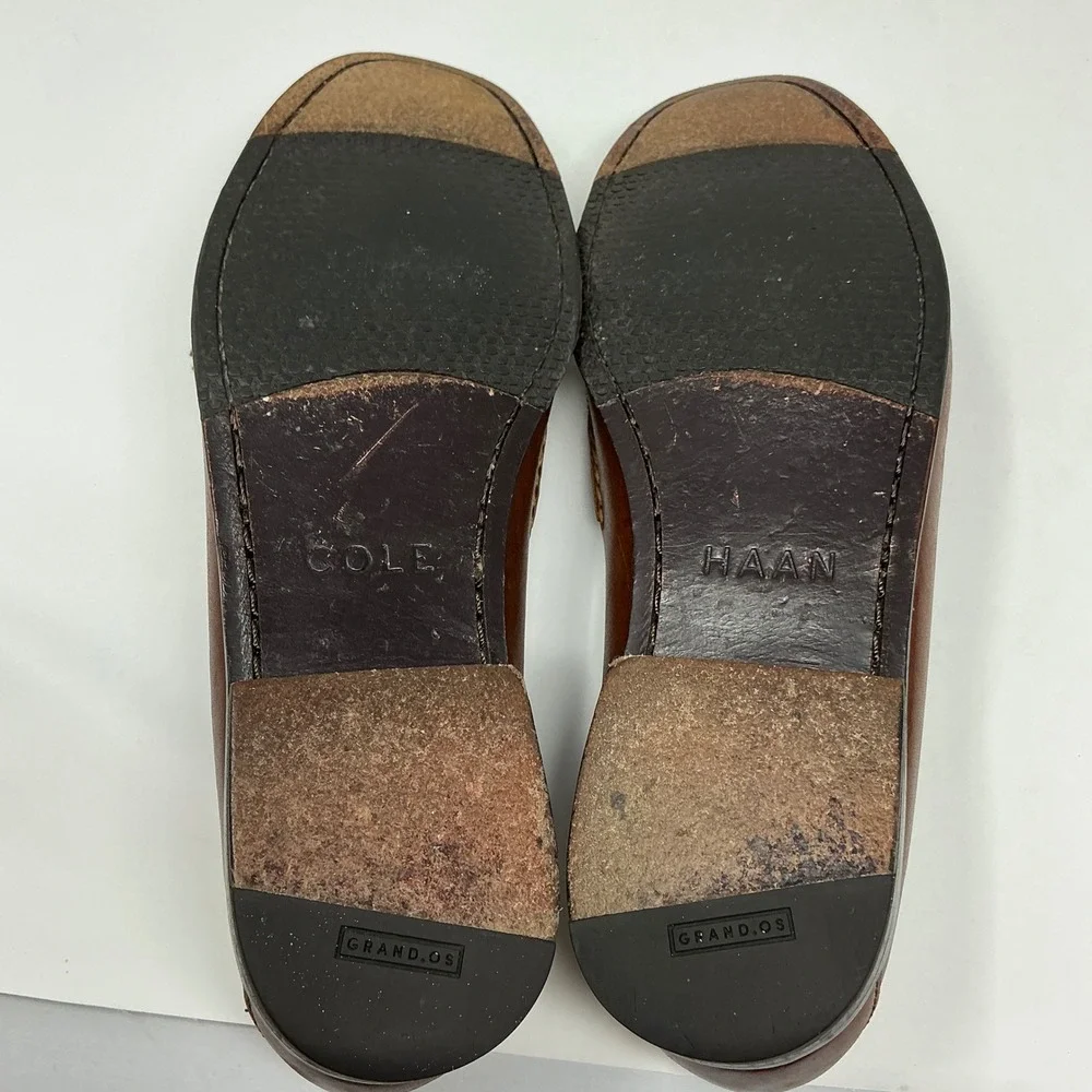 Cole Haan Chestnut Brown Leather Tassel Slip-Ons